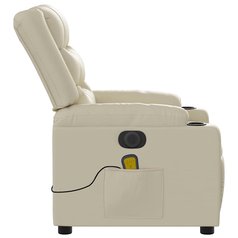 vidaXL Faux Leather Electric Massage Recliner Chair in Cream