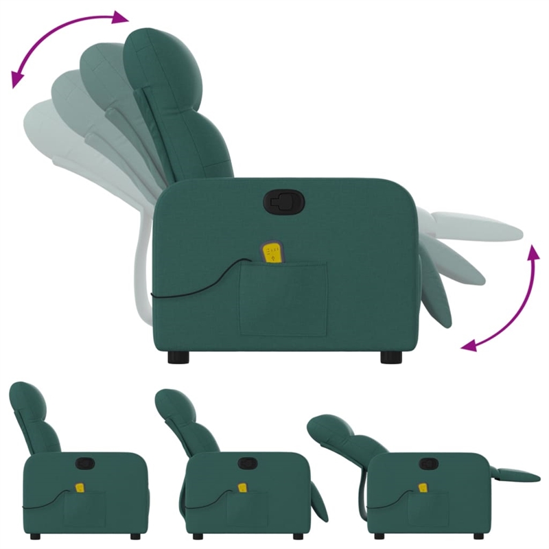 vidaXL Massage Recliner Chair in Dark Green