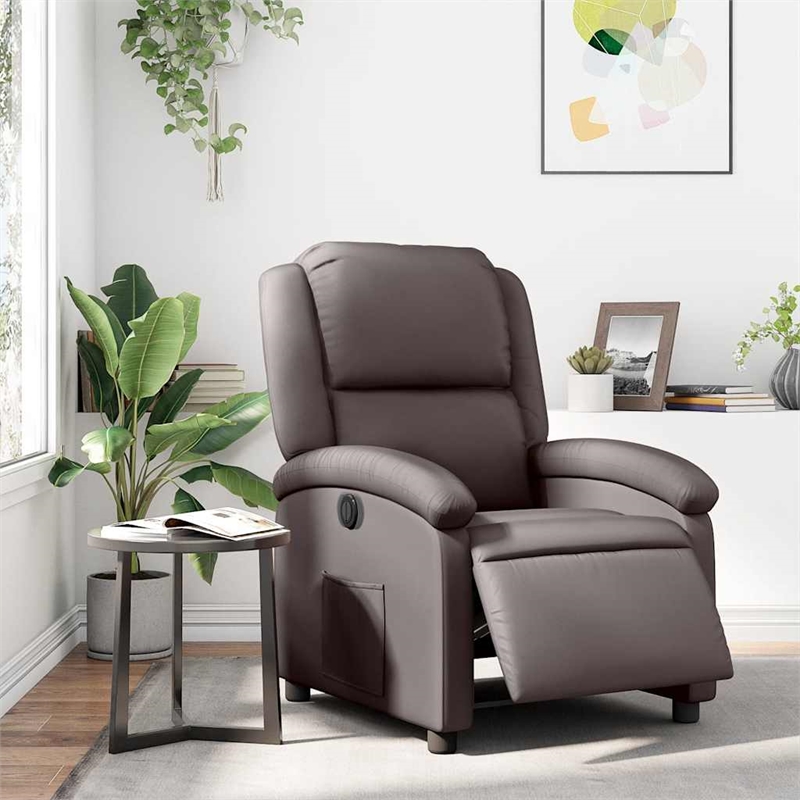 vidaXL Leather Electric Recliner Chair in Dark Brown