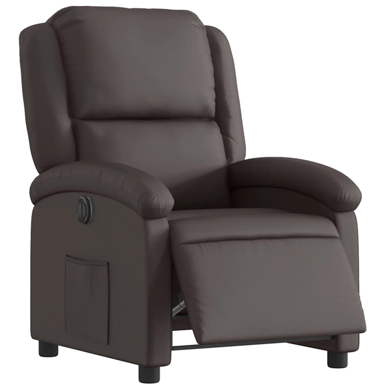 vidaXL Leather Electric Recliner Chair in Dark Brown