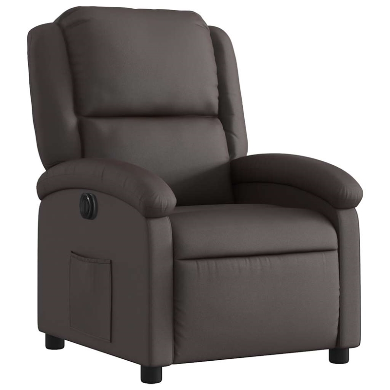 vidaXL Leather Electric Recliner Chair in Dark Brown
