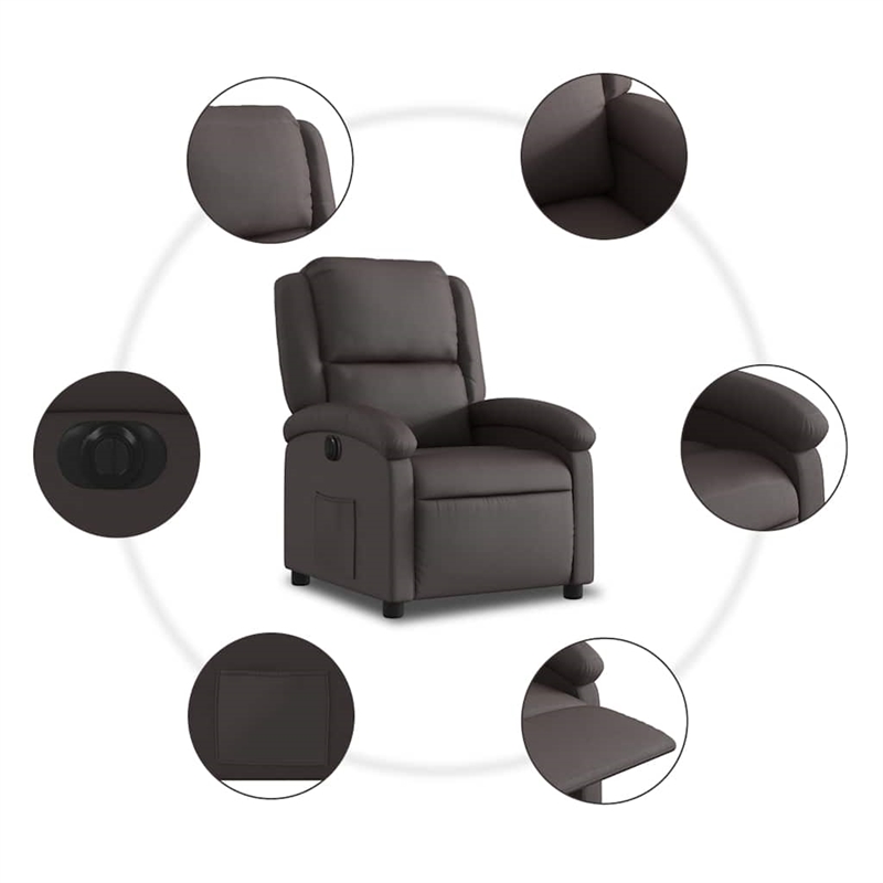 vidaXL Leather Electric Recliner Chair in Dark Brown