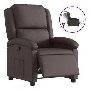 vidaXL Leather Electric Recliner Chair in Dark Brown