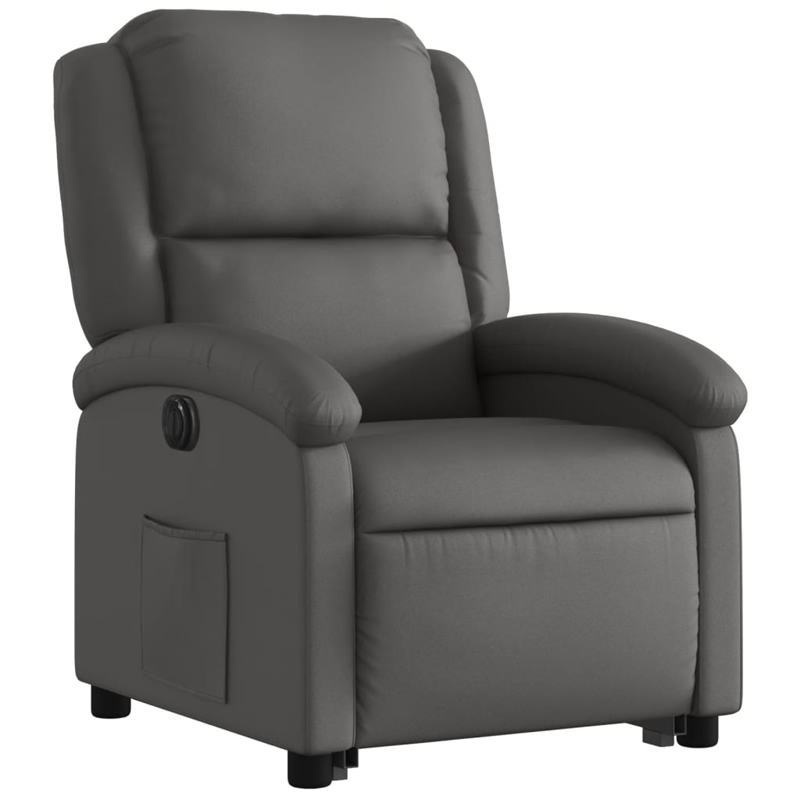 vidaXL Leather Electric Stand Up Recliner Chair in Gray