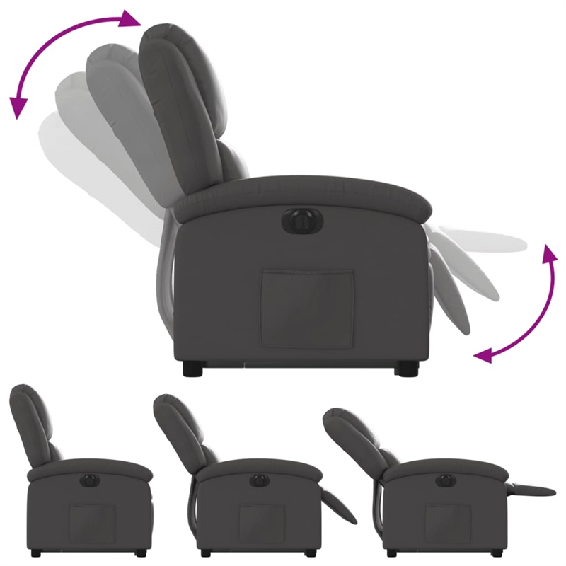 vidaXL Leather Electric Stand Up Recliner Chair in Gray