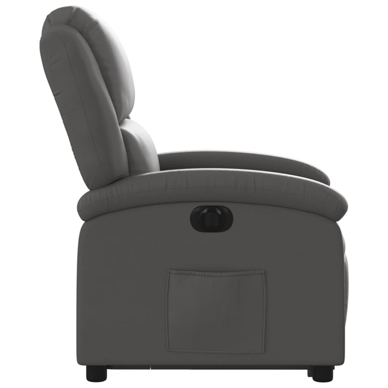 vidaXL Leather Electric Stand Up Recliner Chair in Gray