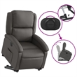 vidaXL Leather Electric Stand Up Recliner Chair in Gray