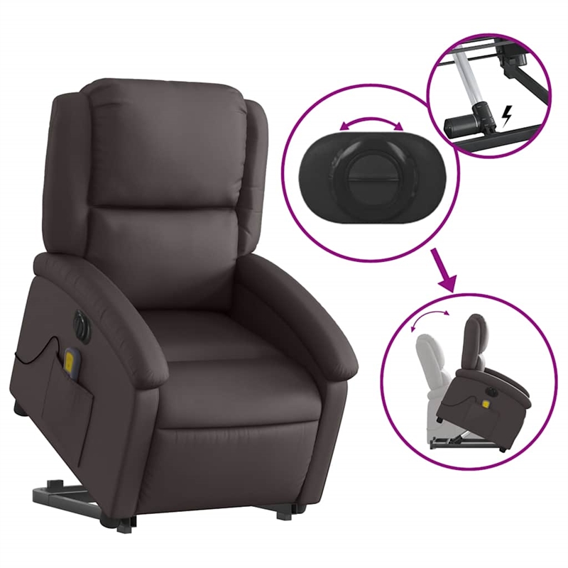 vidaXL Electric Stand Up Massage Recliner Chair in Dark Brown