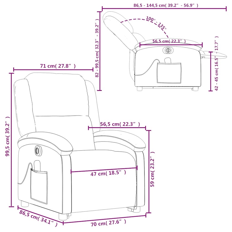 vidaXL Electric Stand Up Massage Recliner Chair in Dark Brown