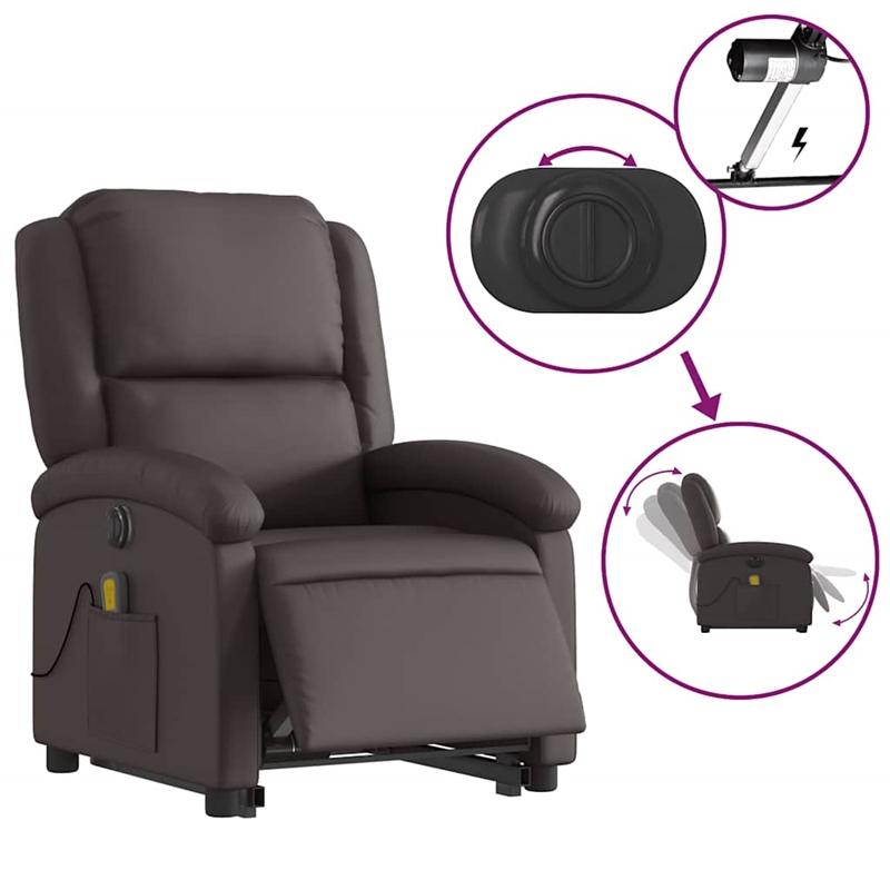 vidaXL Electric Stand Up Massage Recliner Chair in Dark Brown