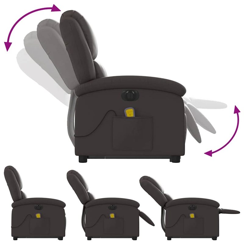 vidaXL Electric Stand Up Massage Recliner Chair in Dark Brown