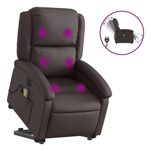 vidaXL Electric Stand Up Massage Recliner Chair in Dark Brown