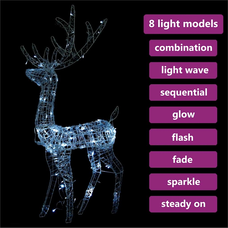 vidaXL Acrylic Reindeer Christmas Decoration in White