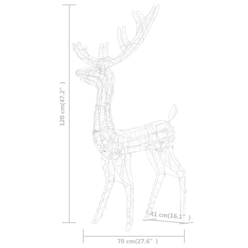 vidaXL Acrylic Reindeer Christmas Decoration in White