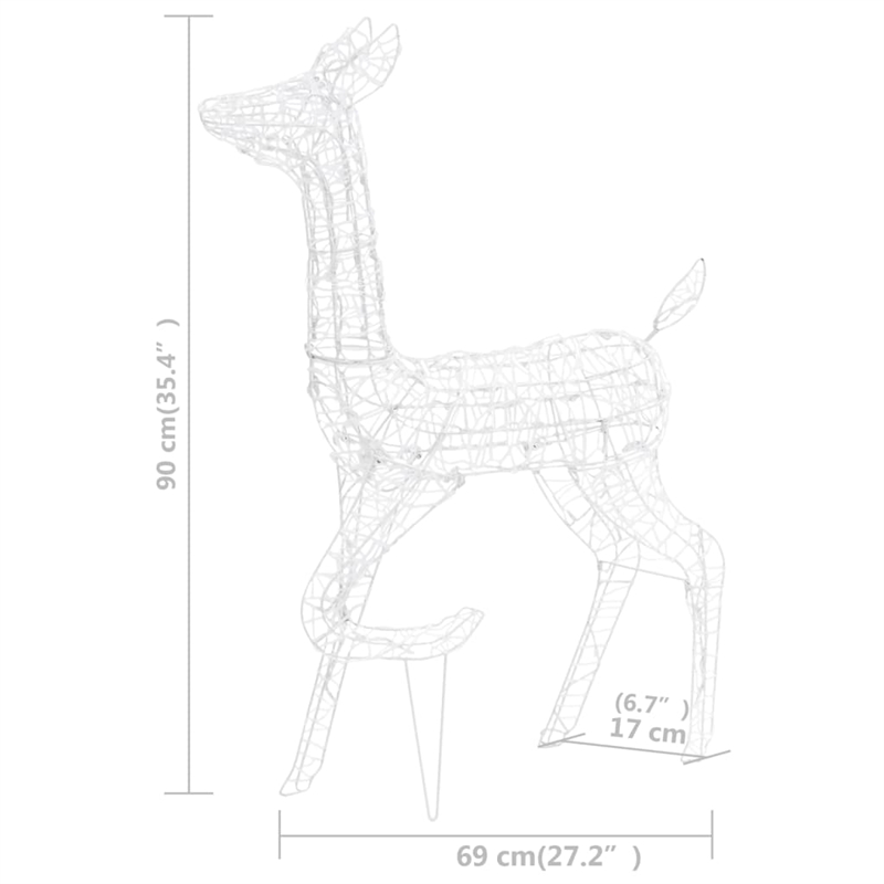 vidaXL Large Acrylic Reindeer Family in Cool White