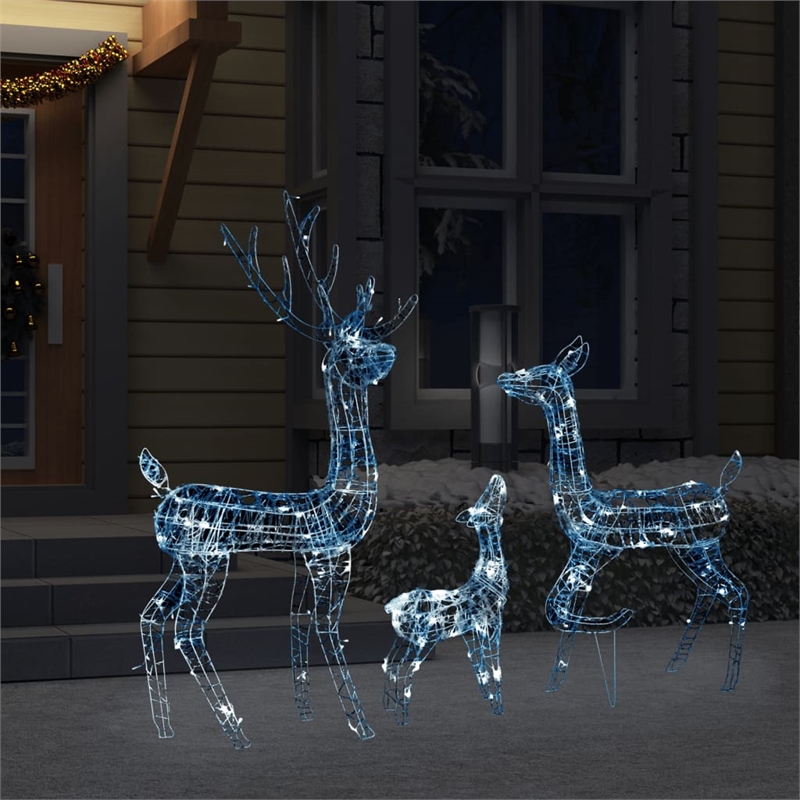 vidaXL Large Acrylic Reindeer Family in Cool White