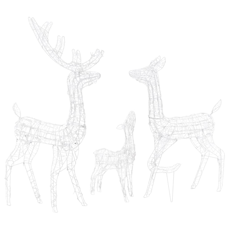 vidaXL Large Acrylic Reindeer Family in Cool White