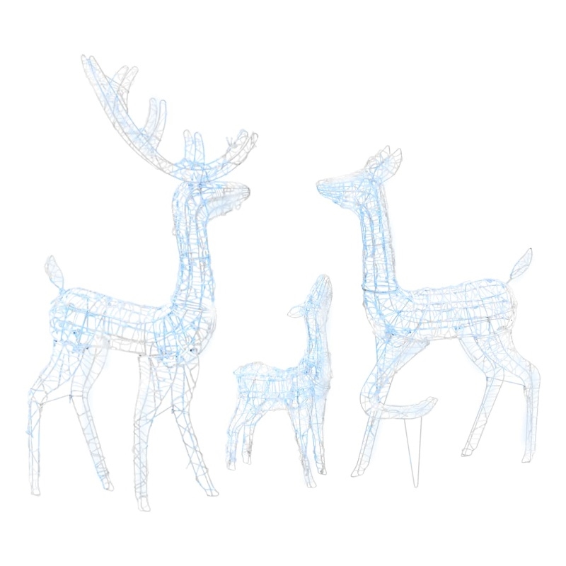vidaXL Large Acrylic Reindeer Family in Cool White