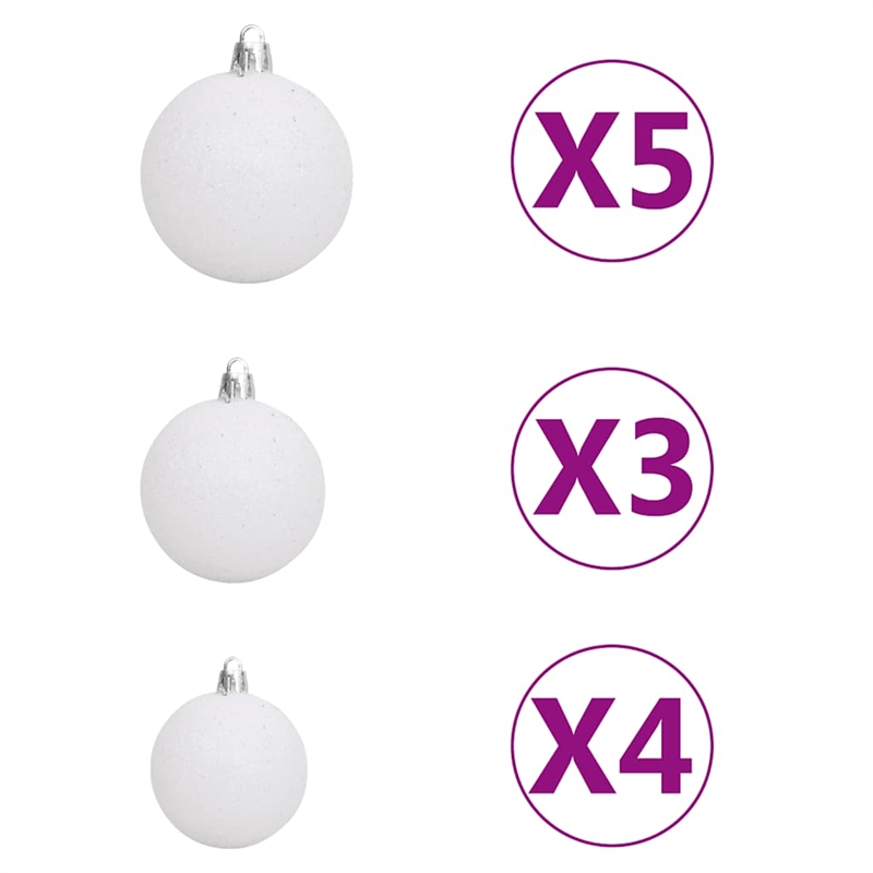 vidaXL Plastic Christmas Ball Set Shiny Various sizes in White (Set of 61)