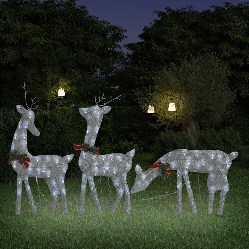 vidaXL Large Christmas Reindeer Family in Silver (Set of 3)