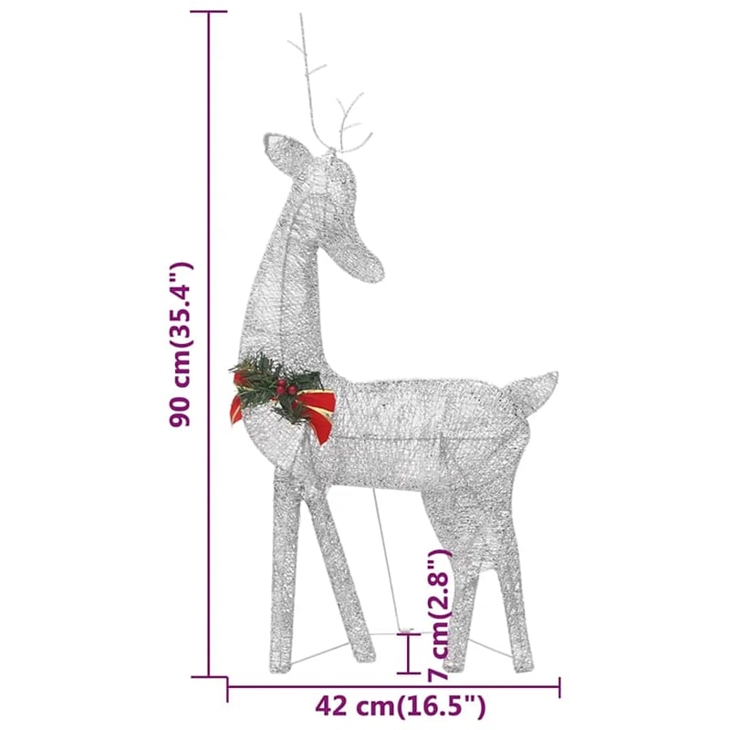 vidaXL Large Christmas Reindeer Family in Silver (Set of 3)