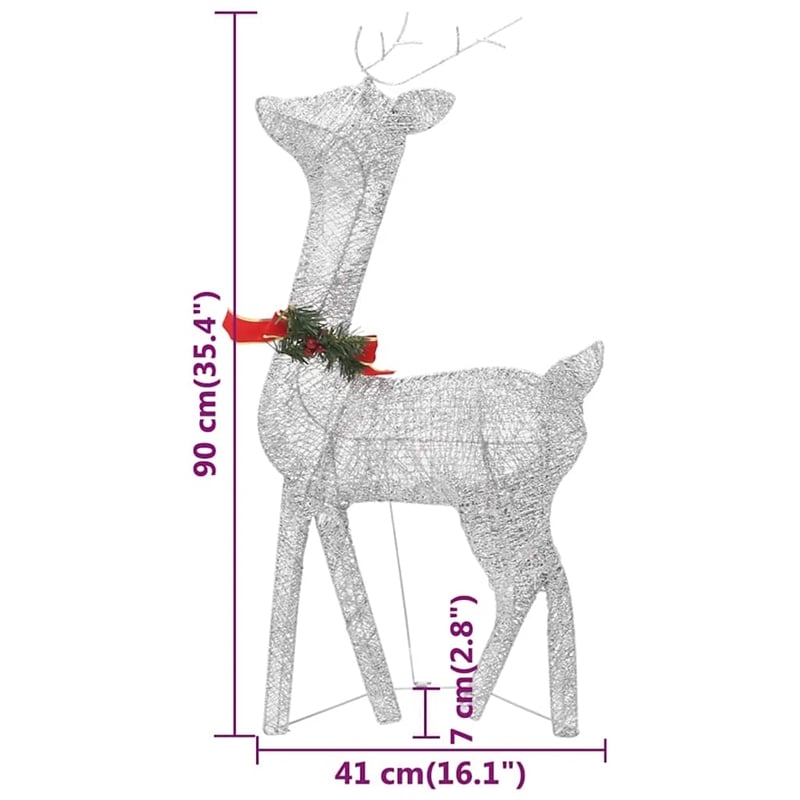 vidaXL Large Christmas Reindeer Family in Silver (Set of 3)