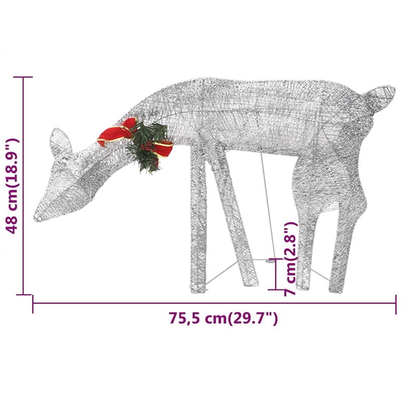 vidaXL Large Christmas Reindeer Family in Silver (Set of 3)