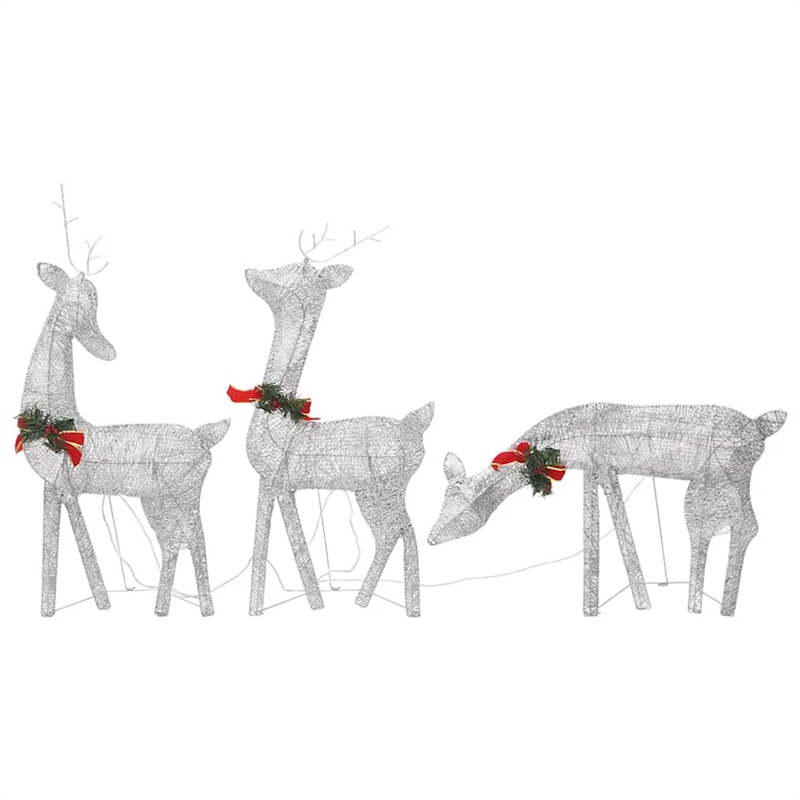 vidaXL Large Christmas Reindeer Family in Silver (Set of 3)