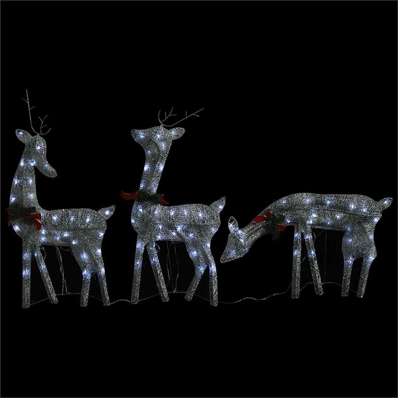 vidaXL Large Christmas Reindeer Family in Silver (Set of 3)