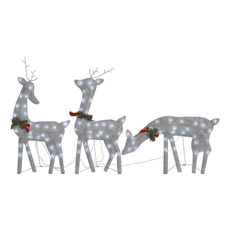 vidaXL Large Christmas Reindeer Family in Silver (Set of 3)
