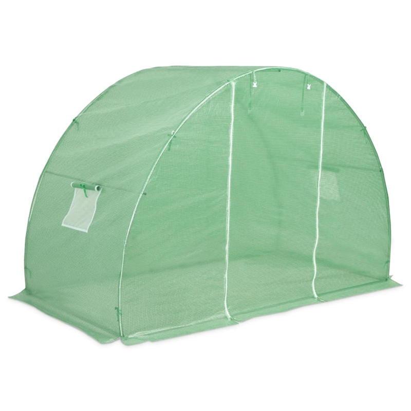 vidaXL Galvanized Steel 48.4 Sqft Greenhouse in Green