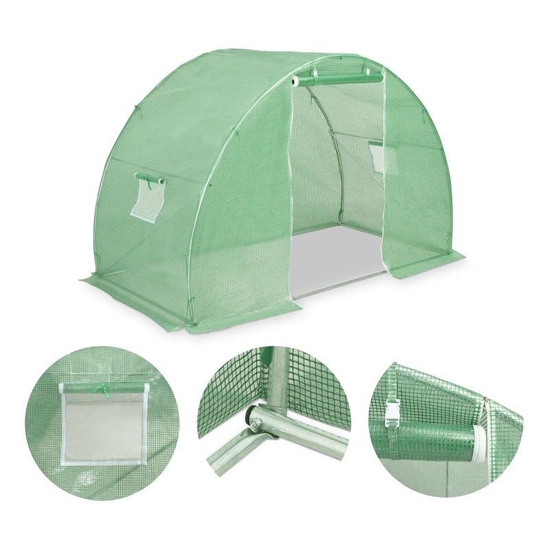 vidaXL Galvanized Steel 48.4 Sqft Greenhouse in Green