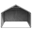 vidaXL Galvanized Steel Large Outdoor Dog Kennel in Silver