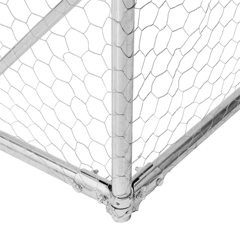 vidaXL Galvanized Steel Large Outdoor Dog Kennel in Silver