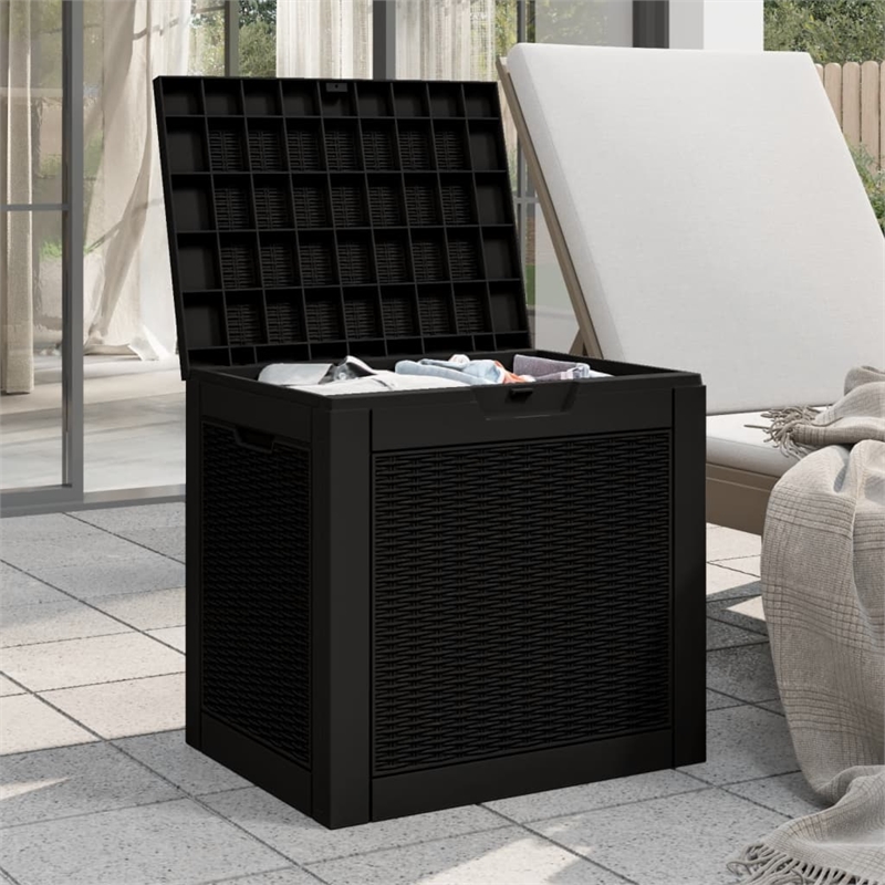 vidaXL 312. Gallon Polypropylene Garden Storage Box in Black