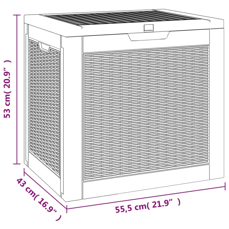 vidaXL 312. Gallon Polypropylene Garden Storage Box in Black