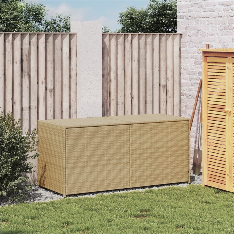 vidaXL 74.4 Gal PE Rattan Garden Storage Box in Mix Beige