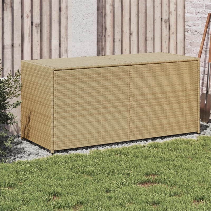 vidaXL 74.4 Gal PE Rattan Garden Storage Box in Mix Beige