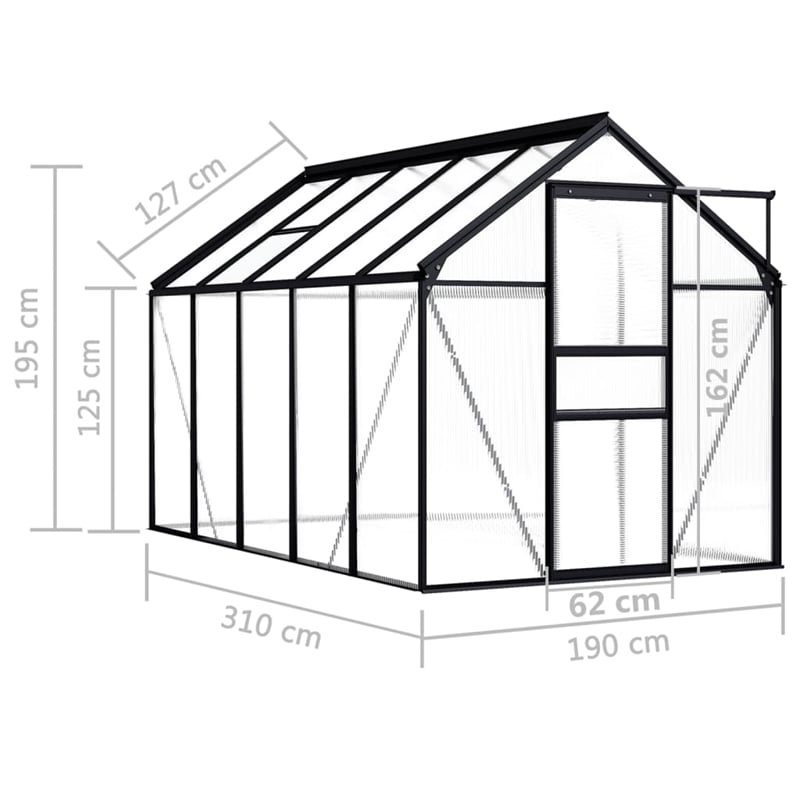 vidaXL Aluminum & Polycarbonate Greenhouse in Anthracite Transparent