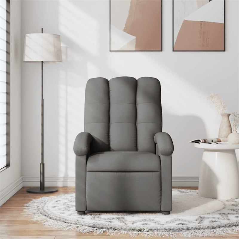 vidaXL Polyester Plywood Medium Massage Recliner Chair in Dark Grey