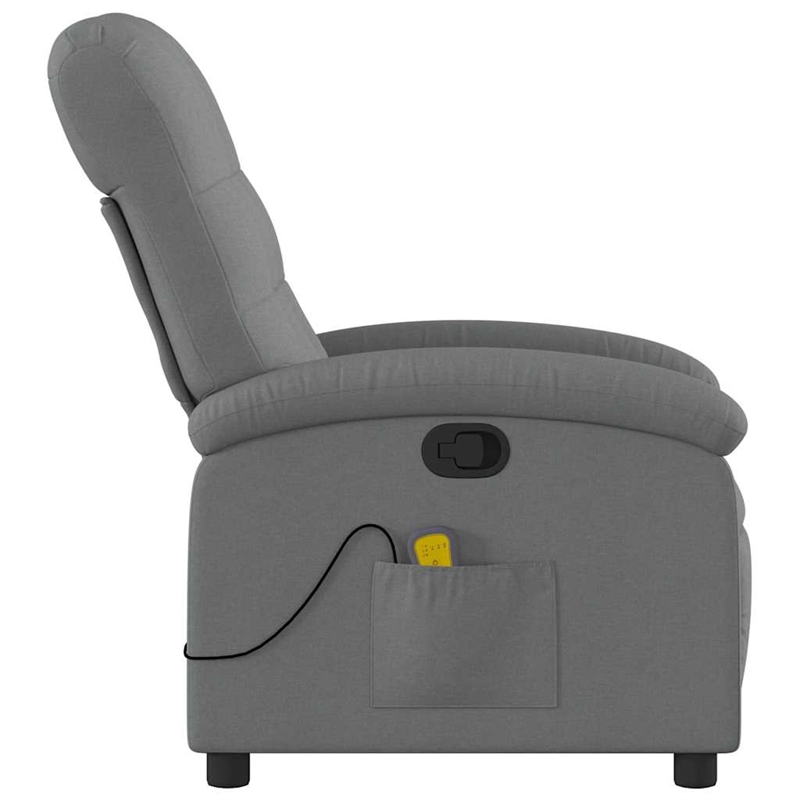 vidaXL Polyester Plywood Medium Massage Recliner Chair in Dark Grey