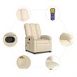 vidaXL Fabric Massage Recliner Chair in Cream