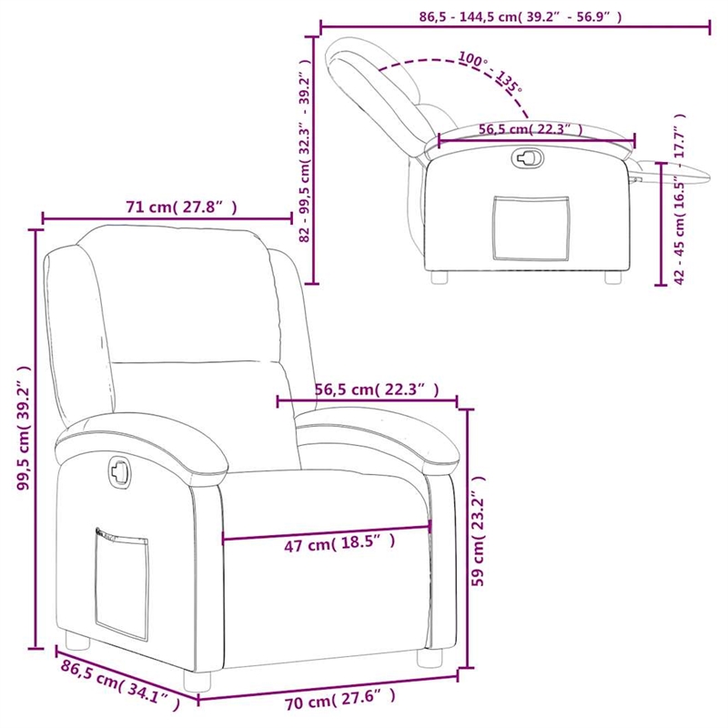vidaXL Fabric Recliner Chair in Dark Grey