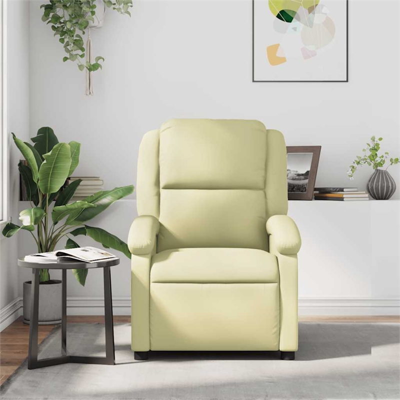 vidaXL Leather Wooden in  Recliner Chair in Cream
