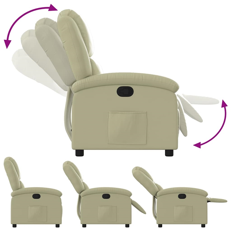vidaXL Leather Wooden in  Recliner Chair in Cream