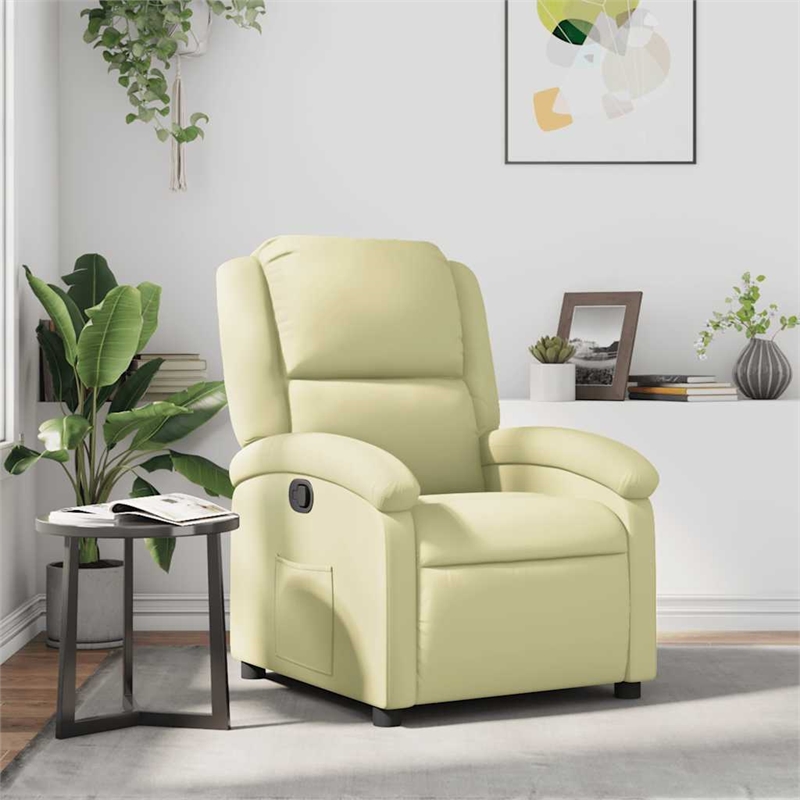 vidaXL Leather Wooden in  Recliner Chair in Cream