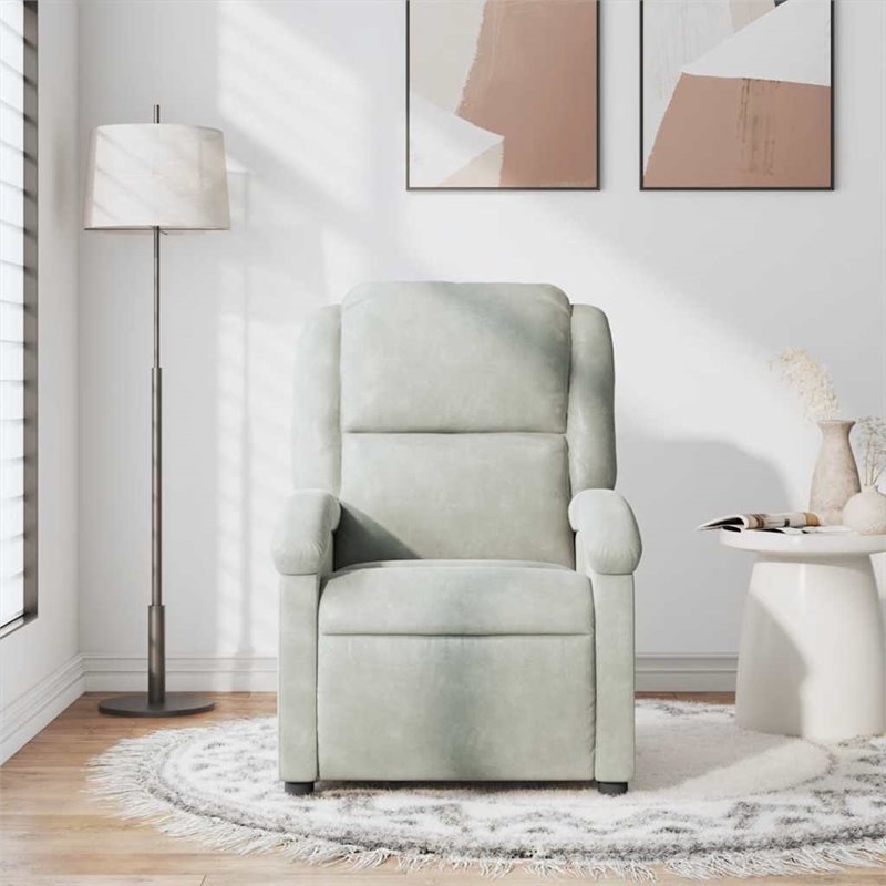 vidaXL Velvet Massage Recliner Chair in Light Gray