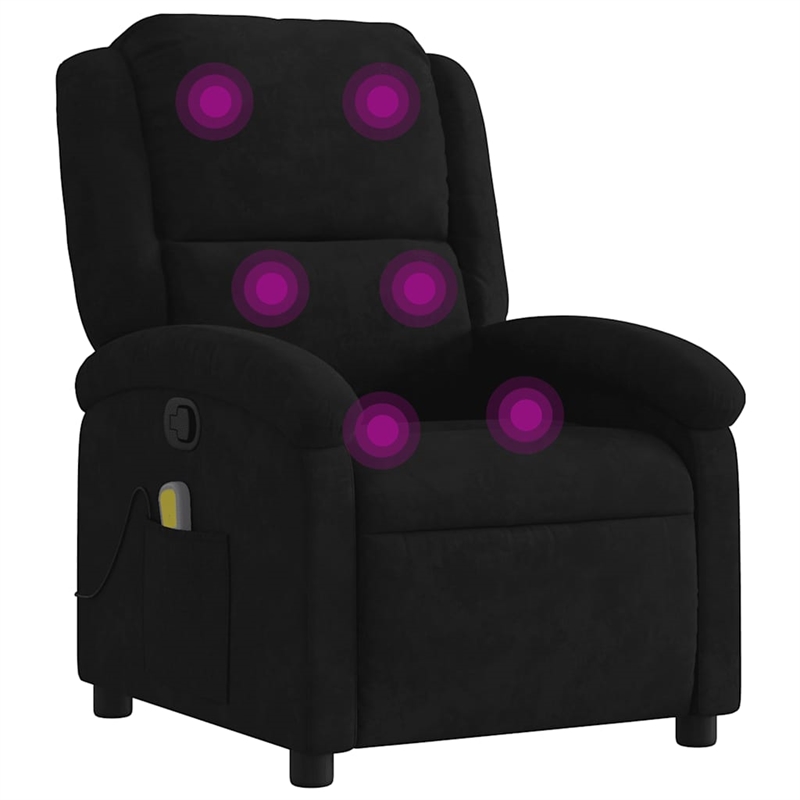vidaXL Velvet Massage Recliner Chair in Black