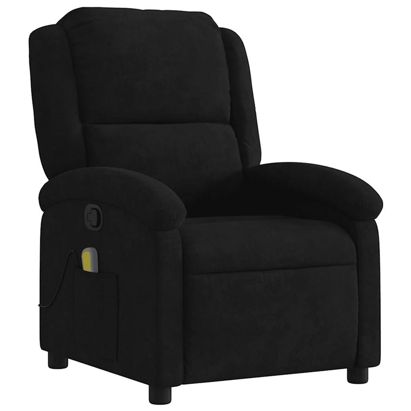 vidaXL Velvet Massage Recliner Chair in Black