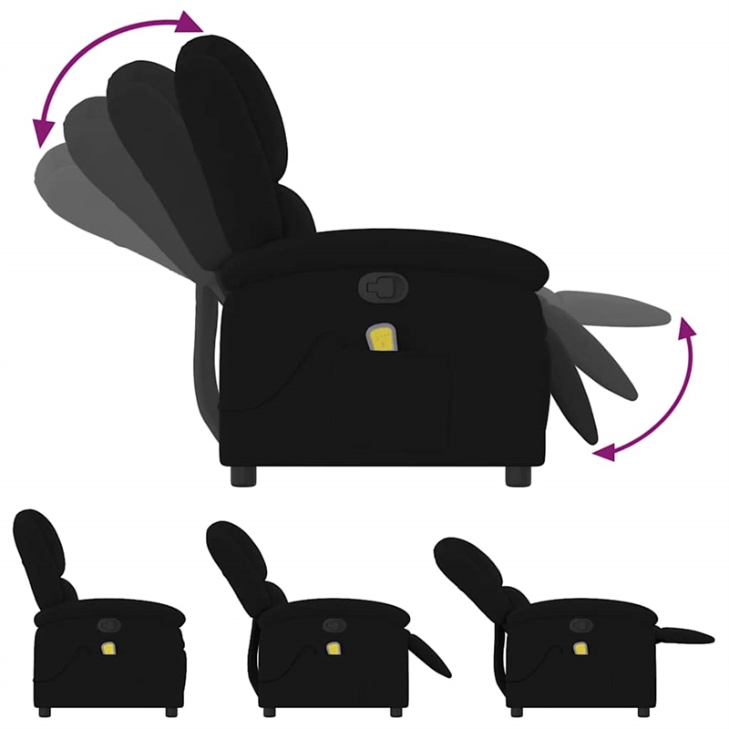 vidaXL Velvet Massage Recliner Chair in Black